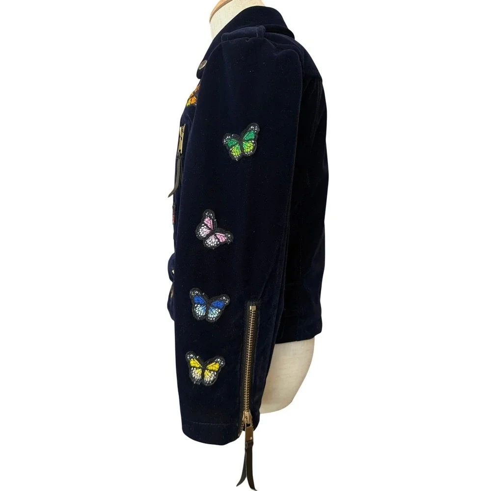 Lola + The Boys Navy Velvet Butterfly Moto Jacket‎ - Kids Size 4